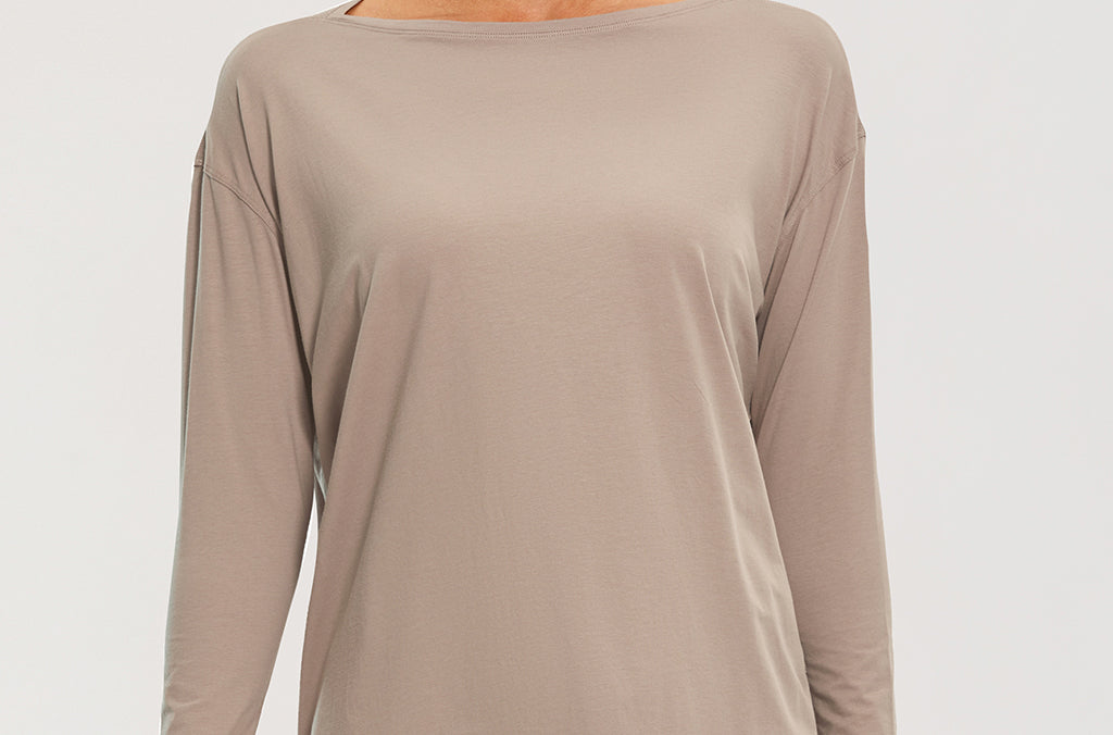 Women's Pima Cotton Boat Neck Long Sleeve Shirts White