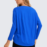 Women's Pima Cotton Boat Neck Long Sleeve Shirts Iced Iris