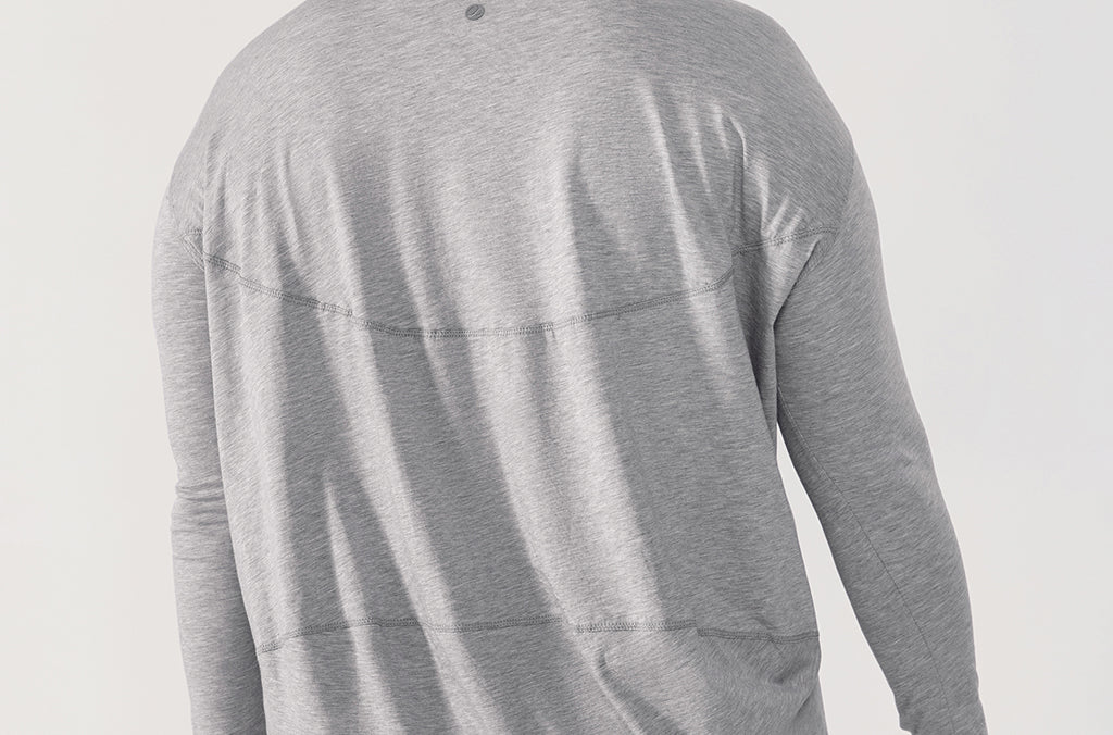 Women's Pima Cotton Boat Neck Long Sleeve Shirts Heathered Medium Grey