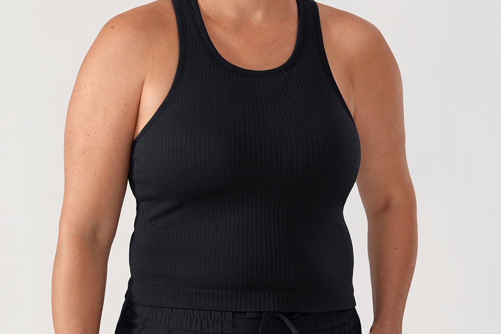 Women's Seamless Ribbed Cropped Tank Top Black