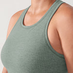 Women's Seamless Ribbed Cropped Tank Top Darkish Green