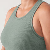 Women's Seamless Ribbed Cropped Tank Top Darkish Green