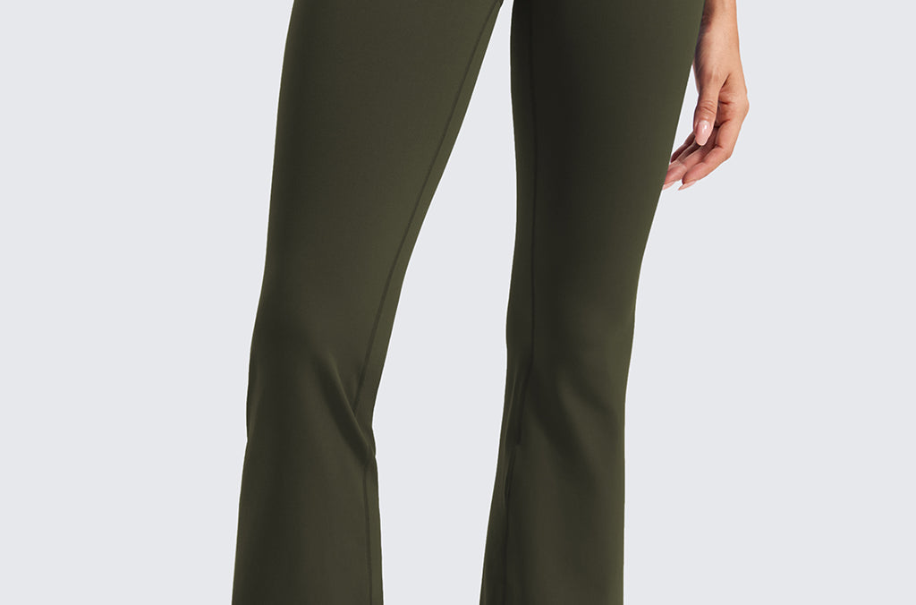 CRZ YOGA Women's High Waist Flare Leggings 29" Olive Green