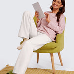 CRZ YOGA Women's Cotton Fleece Lined Sweatpants 30" Milky White