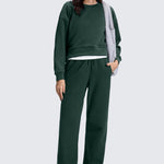 CRZ YOGA Women's Cotton Fleece Lined Sweatpants 30" Black