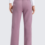 CRZ YOGA Women's Cotton Fleece Lined Sweatpants 30" Pomegranate