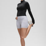 CRZ YOGA Women's Half Zip Long Sleeve Cropped Top Black