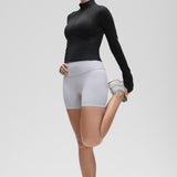 CRZ YOGA Women's Half Zip Long Sleeve Cropped Top Black