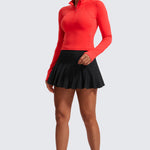 CRZ YOGA Women's Half Zip Long Sleeve Cropped Top Deep Red