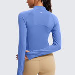 CRZ YOGA Women's Half Zip Long Sleeve Cropped Top Wild Indigo