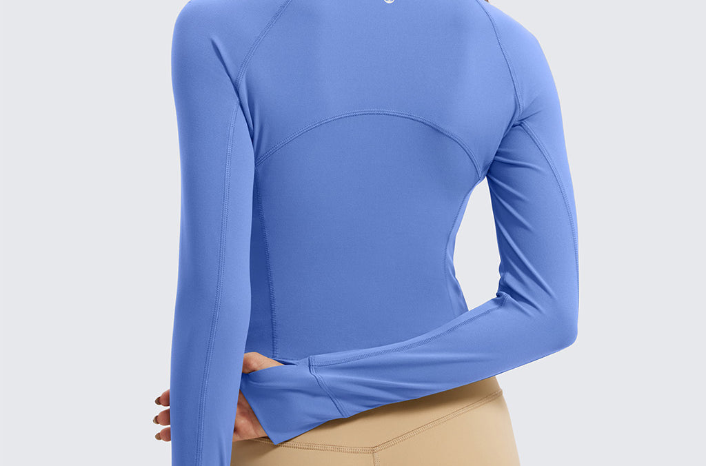CRZ YOGA Women's Half Zip Long Sleeve Cropped Top Wild Indigo