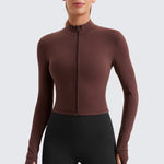 Women's Butterluxe Cropped Outerwear Full Zip Jackets Olive Green