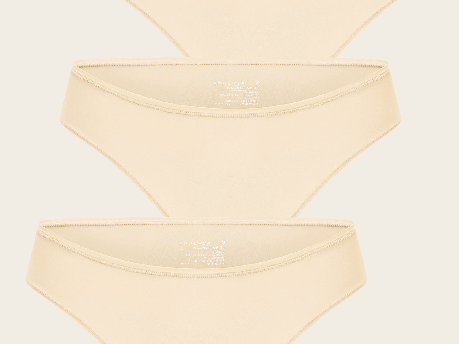 Women's Cheeky High Cut Bikini 3 Pack Parchment (3pack)