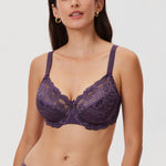 Women's Floral Lace Underwired Bra Deep Plum