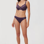 Women's Floral Lace Underwired Bra Deep Plum