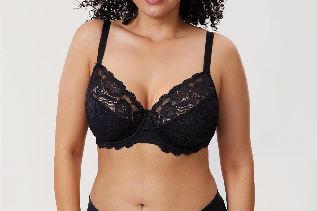 Women's Floral Lace Underwired Bra Black
