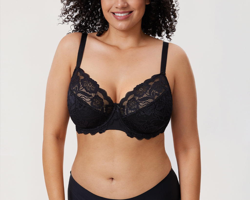 Women's Floral Lace Underwired Bra Black