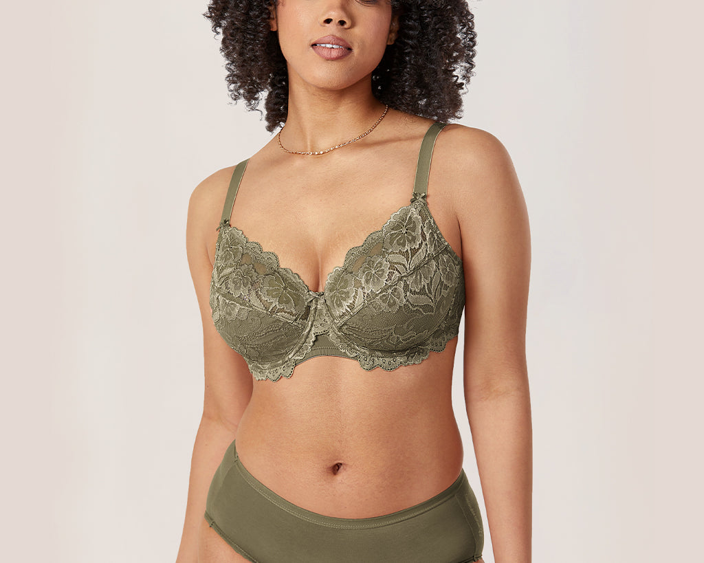 Women's Floral Lace Underwired Bra Camouflage