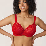 Women's Floral Lace Underwired Bra Lipstick Red