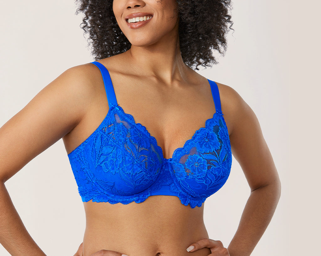 Women's Floral Lace Underwired Bra Sky Blue