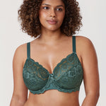Women's Floral Lace Underwired Bra Midnight Emerald