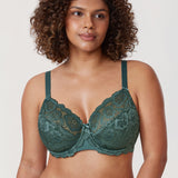 Women's Floral Lace Underwired Bra Midnight Emerald