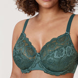 Women's Floral Lace Underwired Bra Midnight Emerald