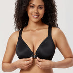 Women's Plunge Racerback Front Closure Bra Black