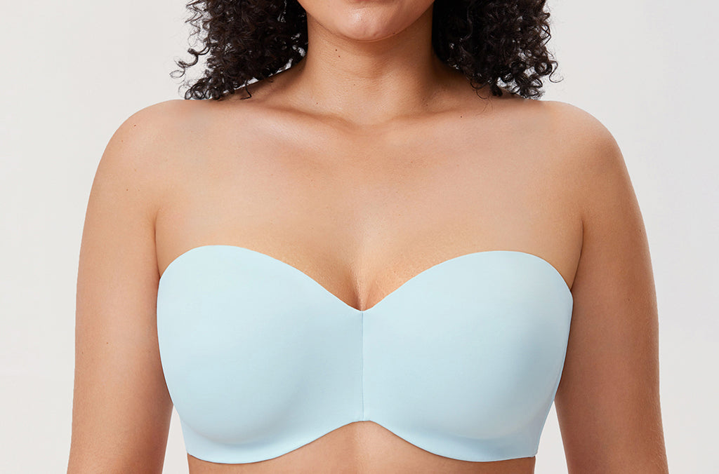 Women's Silicone-Free Strapless Bra Baby Blue