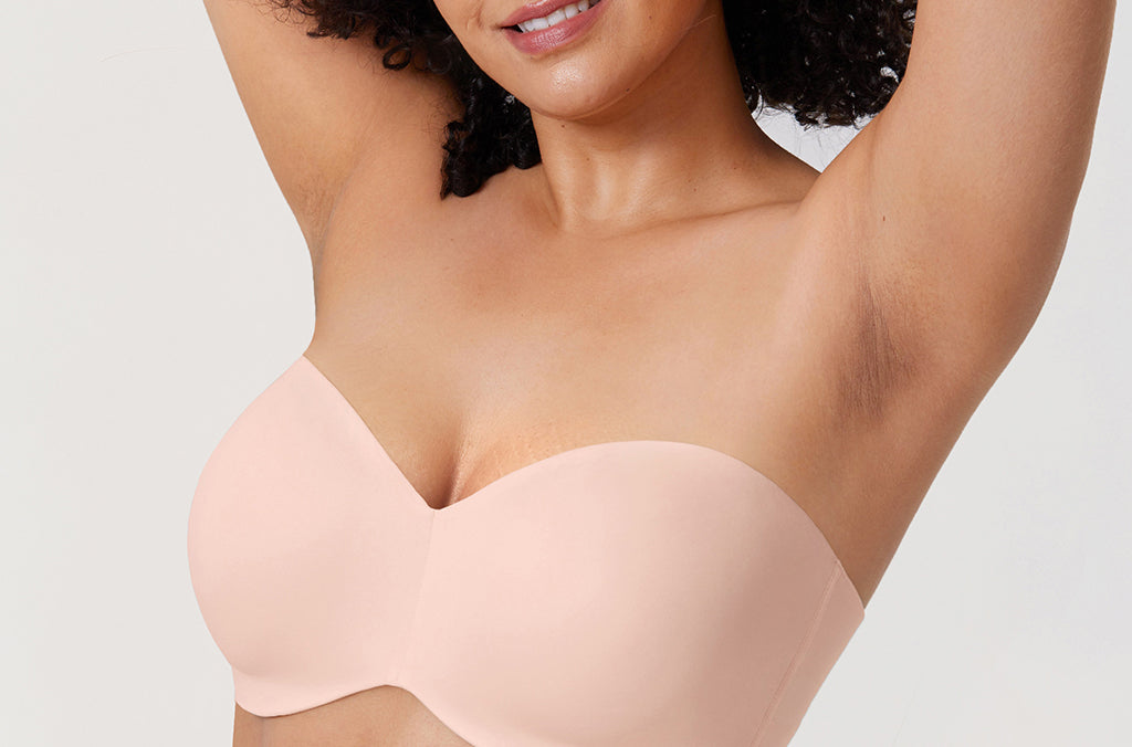 Women's Silicone-Free Strapless Bra Apricot Pink