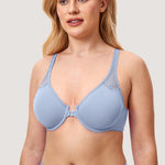 DELIMIRA Women's Front Closure Unlined Bra Moonlight Blue