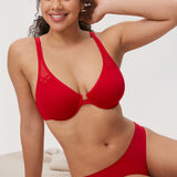 DELIMIRA Women's Front Closure Unlined Bra Lipstick Red