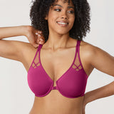 DELIMIRA Women's Front Closure Unlined Bra Magenta Purple