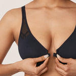 DELIMIRA Women's Front Closure Unlined Bra Black