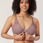 DELIMIRA Women's Front Closure Unlined Bra Mochaccino