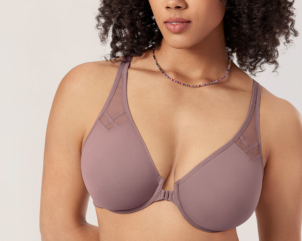 DELIMIRA Women's Front Closure Unlined Bra Mochaccino