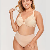 Women's Lace Front Closure Bra Beige