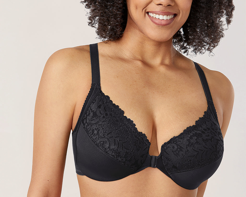 Women's Lace Front Closure Bra Black