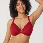 Women's Lace Front Closure Bra Dark Red