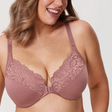 Women's Lace Front Closure Bra Vintage Rose