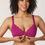 Women's Lace Front Closure Bra Magenta Purple
