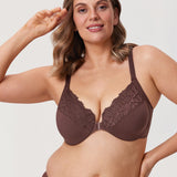 Women's Lace Front Closure Bra Hazelnut