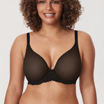 Women's Vintage Lace Sheer Mesh Bra Black