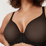 Women's Vintage Lace Sheer Mesh Bra Black