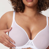 Women's Vintage Lace Sheer Mesh Bra White