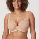 Women's Vintage Lace Sheer Mesh Bra Beige