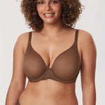 Women's Vintage Lace Sheer Mesh Bra Sandalwood Brown