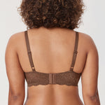 Women's Vintage Lace Sheer Mesh Bra Sandalwood Brown