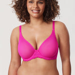 Women's Vintage Lace Sheer Mesh Bra Glitter Pink