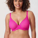 Women's Vintage Lace Sheer Mesh Bra Glitter Pink